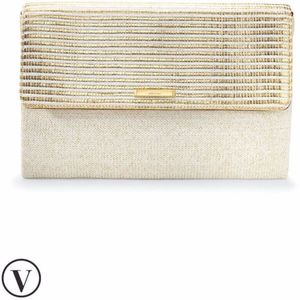 Stella & Dot City Slim Clutch- Gold Stripe